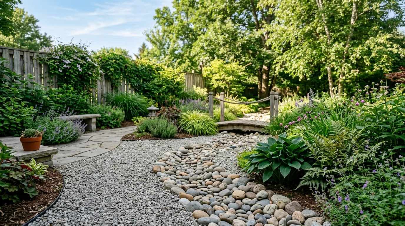 Stepping Stones Set Into Gravel
